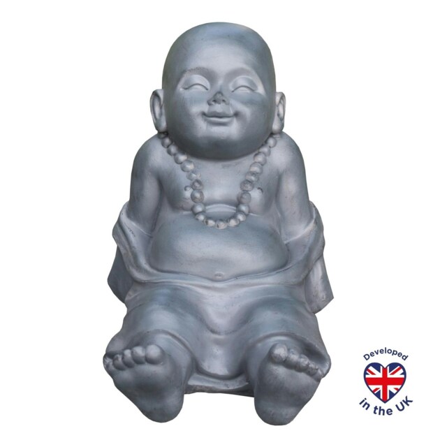 Resting Baby Monk Grey Indoor and Outdoor Statue L31 W22,5 H26 cm