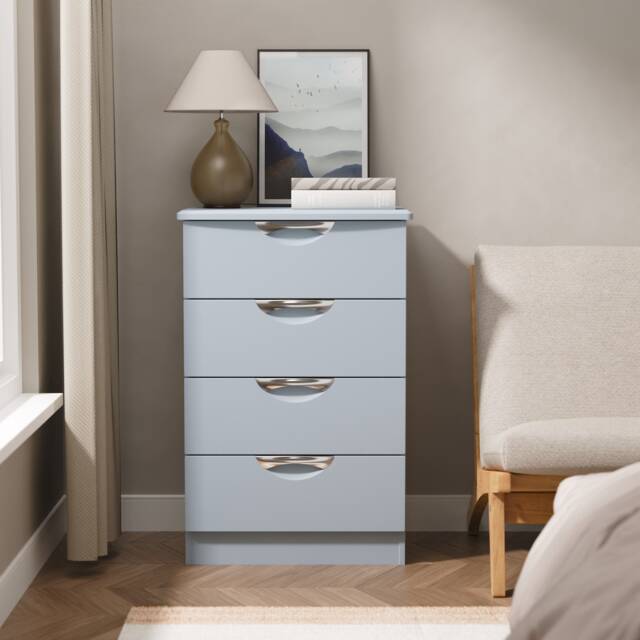 Holborn 4 Drawer Midi Chest of Drawers in Denim Blue (Ready Assembled) Blue Denim Blue