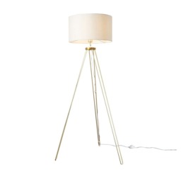 ValueLights Aero Gold Floor Lamp Cream Shade and Bulb