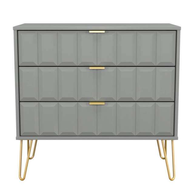 Metro 3 Drawer Chest of Drawers in Dusk Grey (Ready Assembled) Grey Dusk Grey