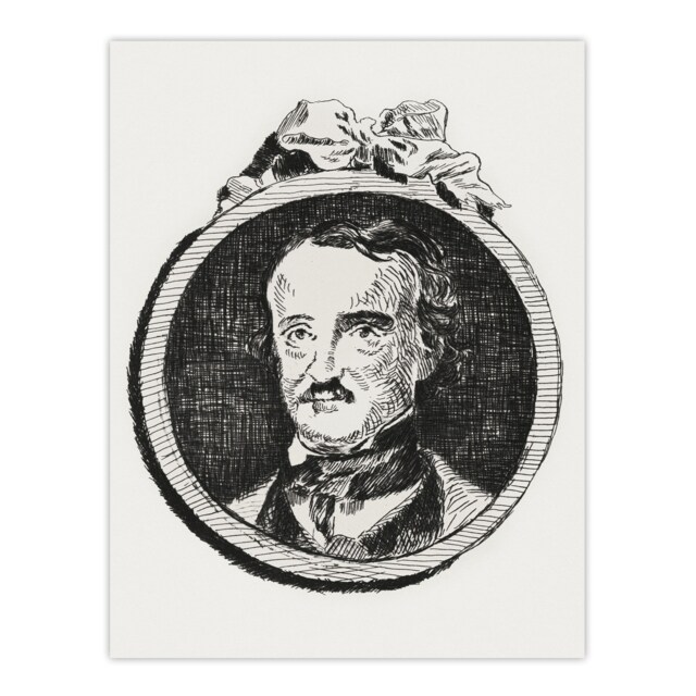 "Edgar Allan Poe Portrait Manet Vintage Wall Art Poster Print 12X16"""