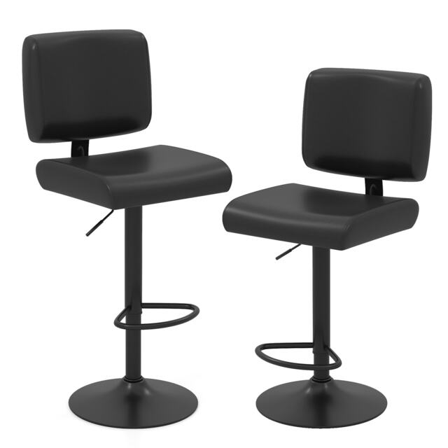 COSTWAY Bar Stools Set of 2 Modern Swivel Bar Chairs Adjustable Height Black