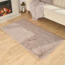 OHS Fluffy Anti-Slip Plain Shaggy Floor Mat Rug , 80x150cm - Natural