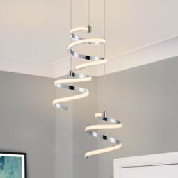 COSYLYTE Nyah 3 Light Integr. LED Modern Spiral Cluster Pendant Light - Chrome Chrome 1