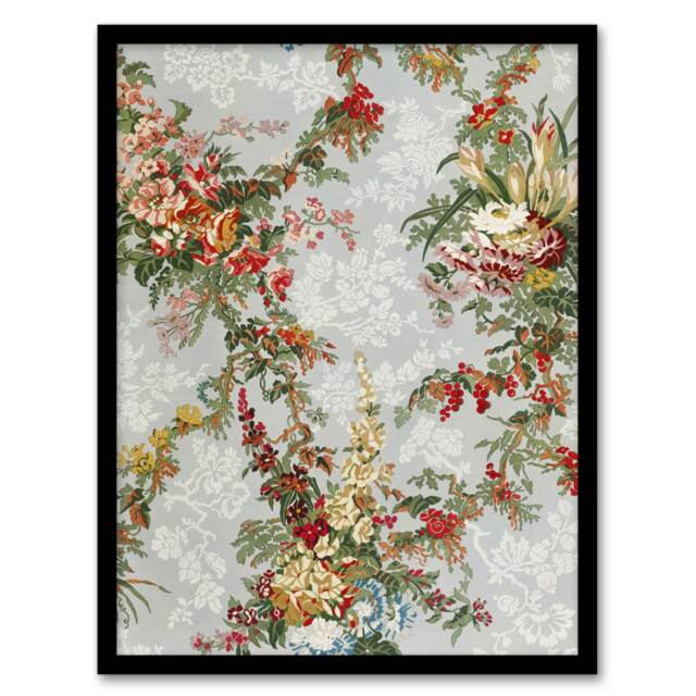 "Elegant Vintage Flower Pattern Wyatt Framed Wall Art Print 12X16"""