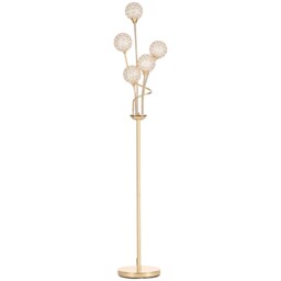 HOMCOM 5Light Upright Floor Lamps for Living Room with Lampshade, Modern Standing Lamp for Bedroom, Bulb not Included, Silver