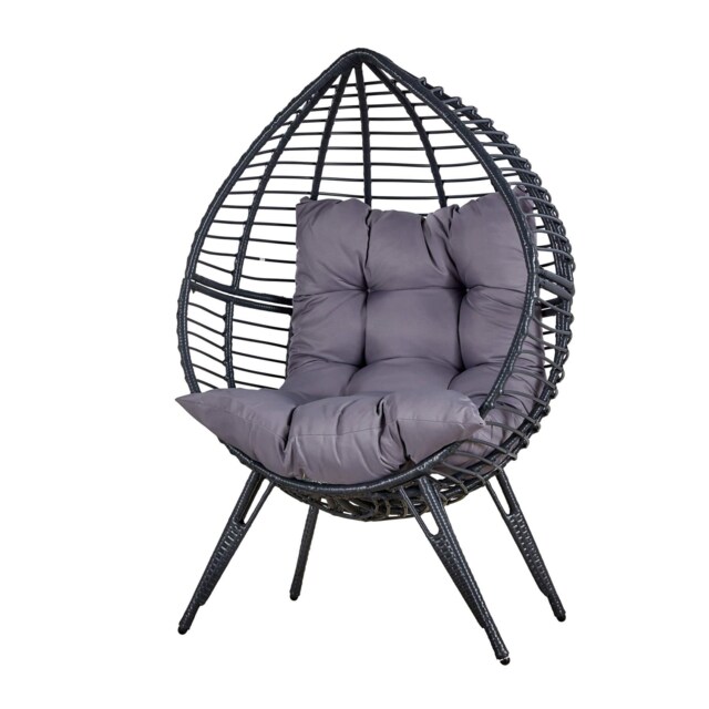 Egg Chair Rattan Grey Waterproof Cushion Outdoor Home Furniture Seat