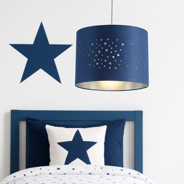CGC Lighting Stardust Navy Star Easy-Fit Lampshade 25 cm Blue Navy Blue Medium