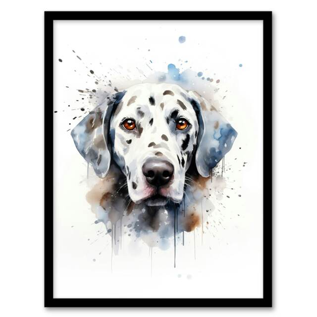 Dalmatian Dog Lovers Gift Watercolour Pet Home Decor Black Framed Wall Art Print A4