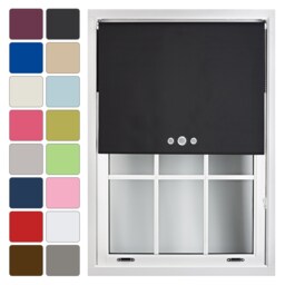 FURNISHED Blackout Roller Blinds with Triple Round Eyelets Cut to Size Easy Fit Window Shade Black Black (W) 120cm x (L) 210cm