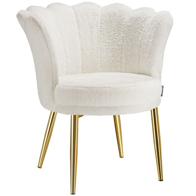 Armchair Stella - faux fur or velvet, thick padding, 67x64x76cm Cream faux fur cream/gold One Size 1