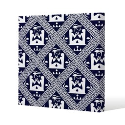 Egyptian Hieroglyphs in Navy (Canvas Print) Cream