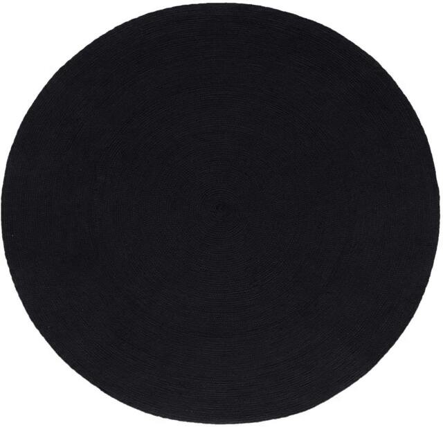 Homescapes Black Handmade Woven Braided Round Rug - 120 cm Black Black