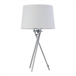 Tripod - Chrome Lamp with White & Silver Fabric Shade Chrome White Large 1