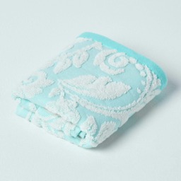 Homescapes Damask Turkish Cotton 600 GSM Guest Towel - Aqua Blue