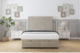"Sloomy Somerset Cream Plush Ottoman Bed With Mattress With 26"" Strutted Headboard 4' Small Double"
