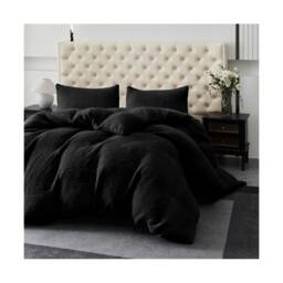 Ezysleep Winter Soft Teddy Fleece Fabric Duvet Set Warm And Cosy Bedding Black Black