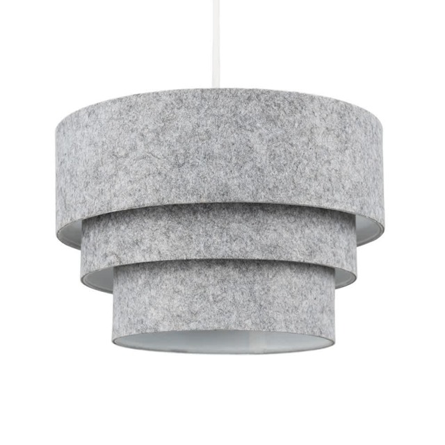 ValueLights Aztec 3 Tier Grey Felt Ceiling Light Shade and Bulb