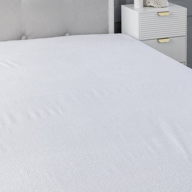 12Inch Deep Waterproof Terry Towel Mattress Protector Soft Touch Non Noisy Fitted Sheet White Double