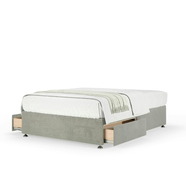 Neptune Spring Seal Grey Naples Velvet 2 Drawer Divan Set Super King