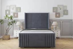 "Sloomy Camden Steel Plush Bed Frame With 50"" Upholstered Wingback Headboard 3' Single"