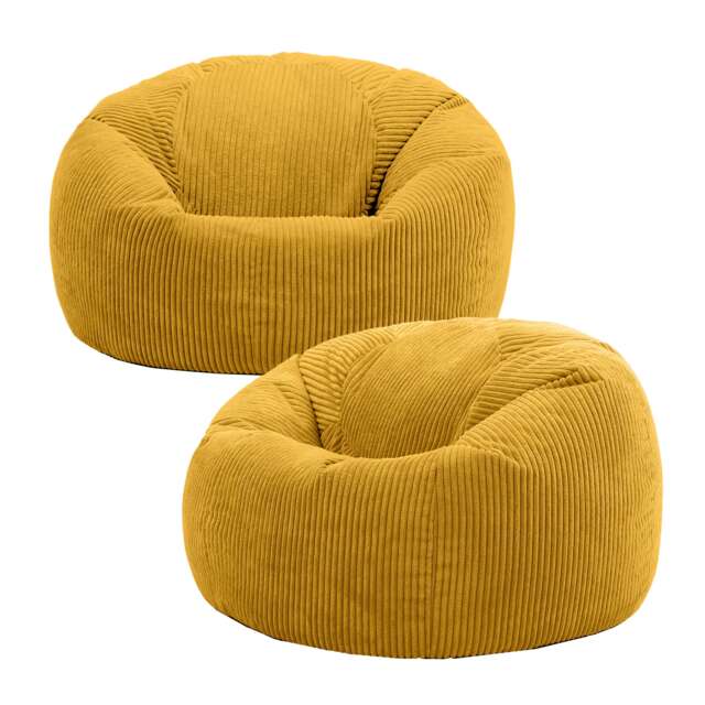 Kingston Classic Beanbag Corduroy Yellow Set of 2 Yellow Yellow 2