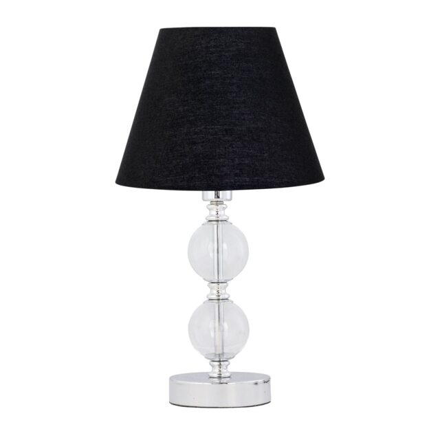 Chrome Two Ball Table Lamp with Black Shade Chrome Black Medium 1