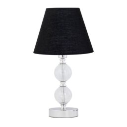 Chrome Two Ball Table Lamp with Black Shade Chrome Black Medium 1