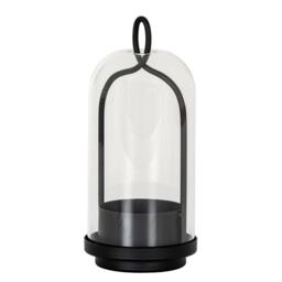 Nyx Medium Candle Holder with Glass Cloche - L10 x W10 x H19 cm - Black