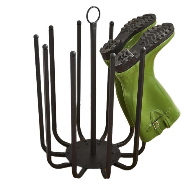 House of Home Welly Holder Stand 5 Pair Black Boot Shoe Holder Rack Round Organiser Space Saver Storage Black