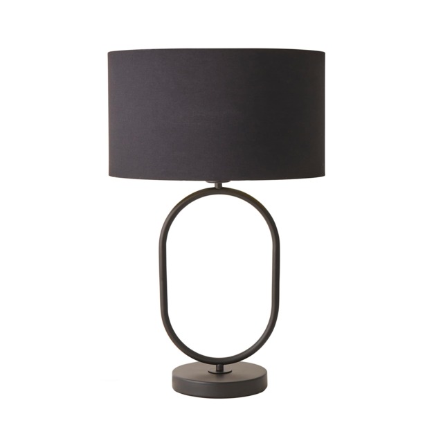 ValueLights Antonia Matte Black Oval Table Lamp Black Gold Shade