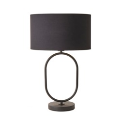 ValueLights Antonia Matte Black Oval Table Lamp Black Gold Shade
