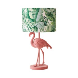 ValueLights Flo Flamingo Velvet Pink Table Lamp Floral Shade