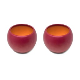 Verano Spanish Ceramics Epoxi Round Maroon Textured Plant Pot - Set of 2 x 24cm Red