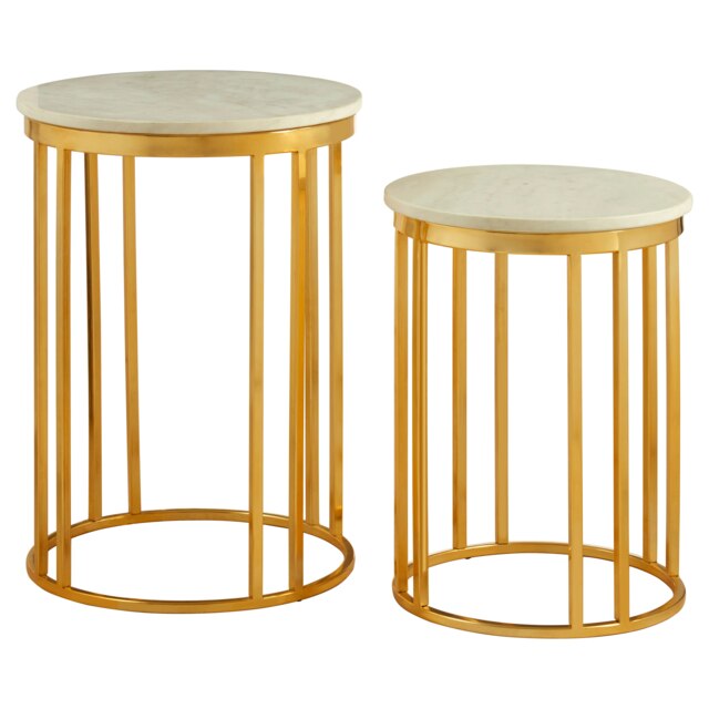 Templar Set Of 2 Linear Design Side Tables Gold