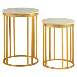Templar Set Of 2 Linear Design Side Tables Gold
