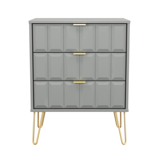Metro 3 Drawer Midi Chest of Drawers in Dusk Grey (Ready Assembled) Grey Dusk Grey