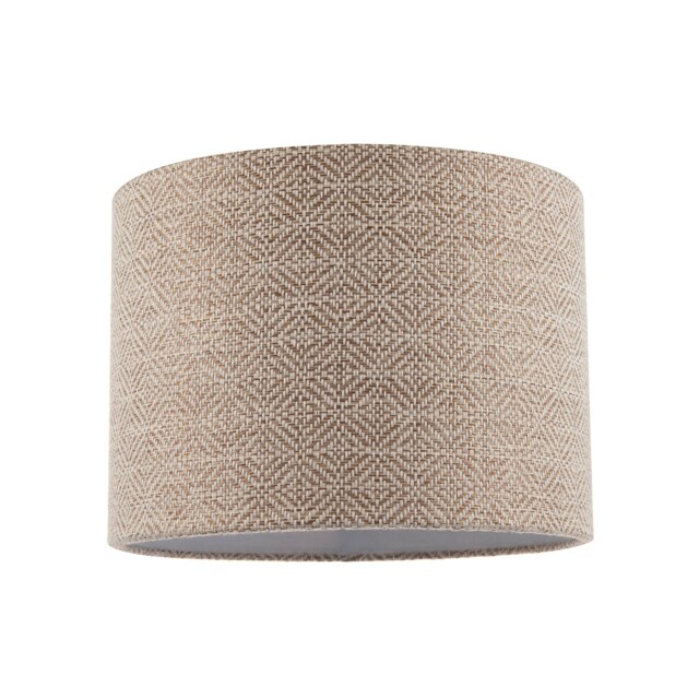 "Unique Aztec Designed Drum Lamp Shade in Dark Taupe and White Linen Cream 10"""