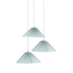 ValueLights Akira Blue 3 Way Pendant Ceiling Light Pleat Shade Blue
