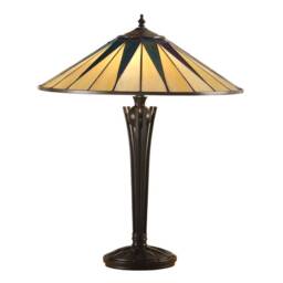 Dark 2 Light Large Table Lamp Black, Tiffany Style Glass, E27