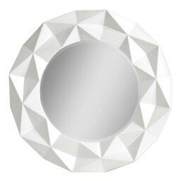 Orsina White High Gloss PU Wall Mirror, Easy to Clean Bedroom Wall Mirror, High-quality Antique Mirror