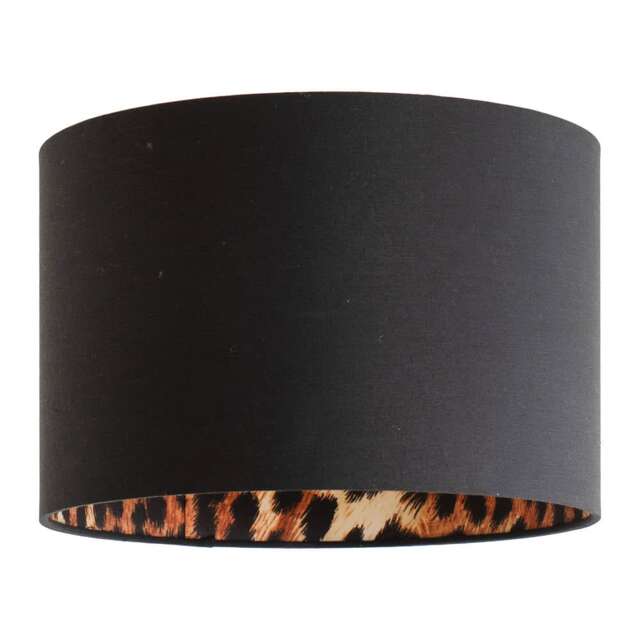 ValueLights Oasis Black Fabric Leopard Print Inner Small Shade and Bulb