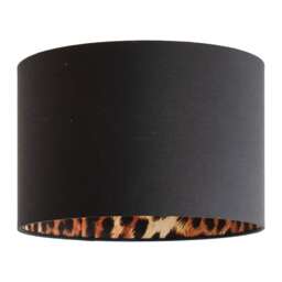 ValueLights Oasis Black Fabric Leopard Print Inner Small Shade and Bulb