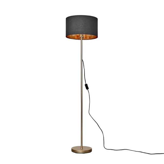 ValueLights Charlie Gold Floor Lamp Black Gold Shade and Bulb
