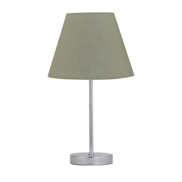 Chrome Stick Table Lamp with Sage Green Fabric Shade Chrome Green Medium 1