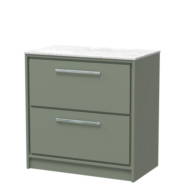 Balterley Framed Design Floor Standing 2 Drawer Vanity with Marble Worktop Green Reed Green 818 x 810 x 460mm