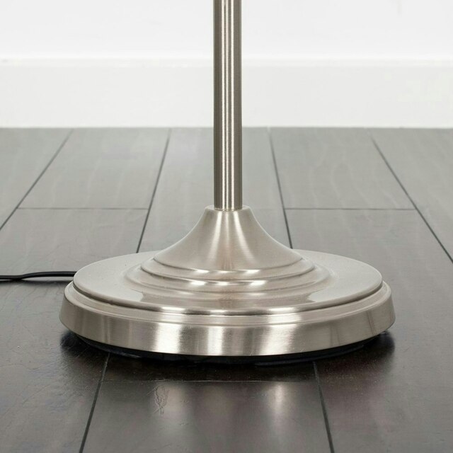 ValueLights Memphis Brushed Chrome Floor Lamp White Taper Shade and Bulb