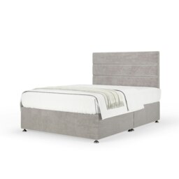 Signature Platinum 2000 Pocket Sprung Seal Grey Naples Velvet Divan Set And Milan Headboard Double