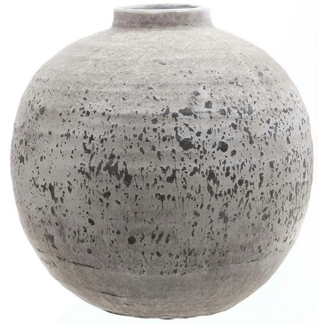 Hill Interiors Tiber Stone Ceramic Vase - Grey - 28cm x 28cm x 28cm