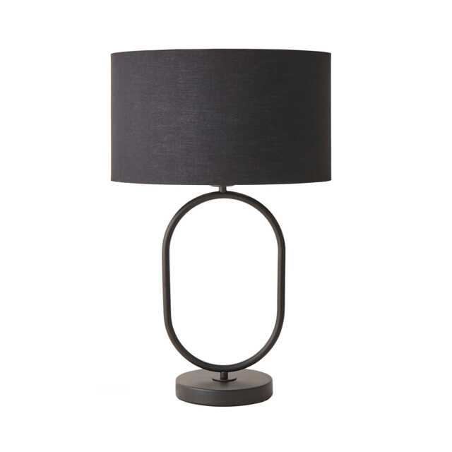ValueLights Antonia Matte Black Oval Table Lamp Black Shade and Bulb